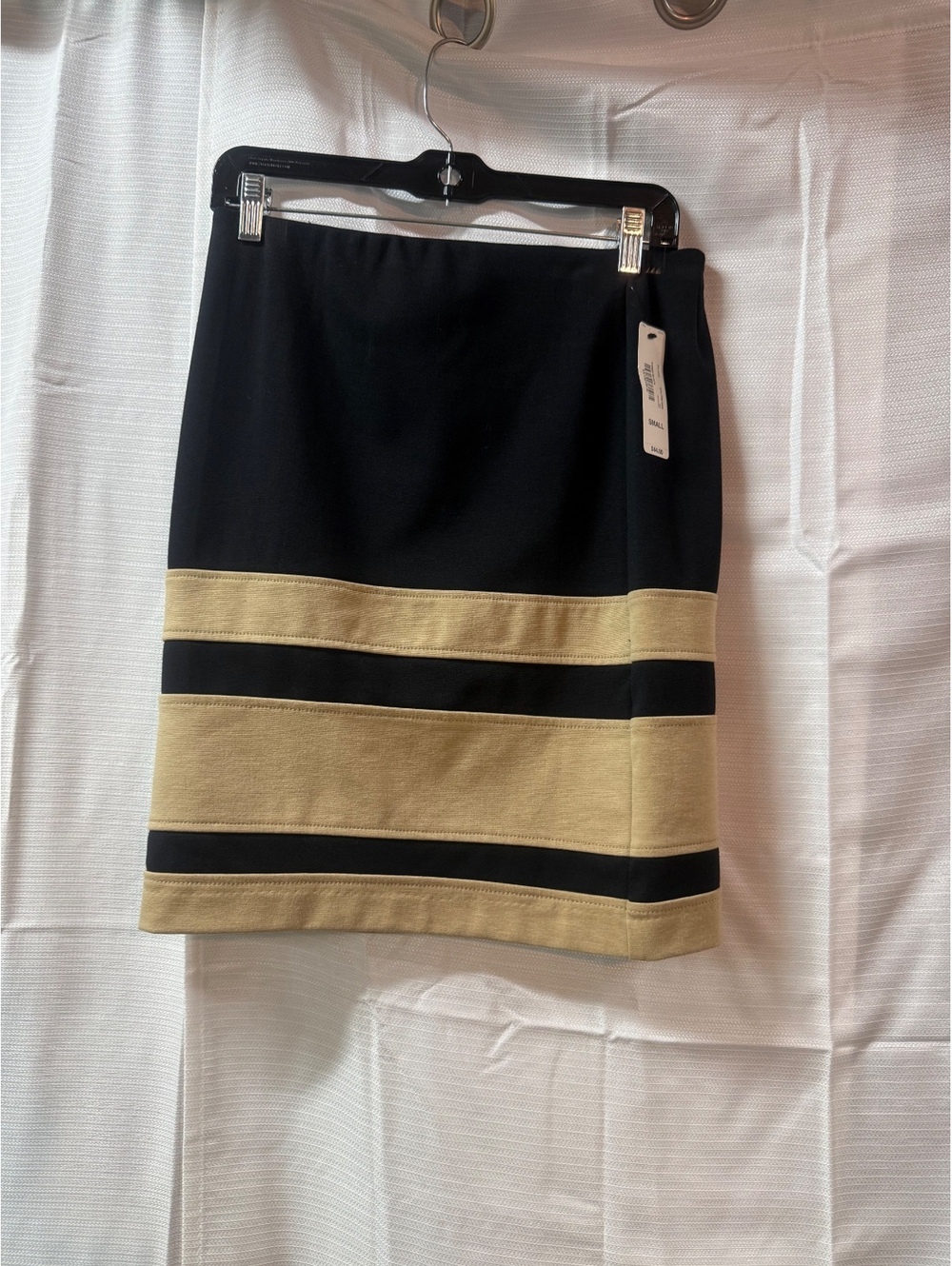 Worthington Modern Knit Black and Beige Striped Pencil Skirt Size S